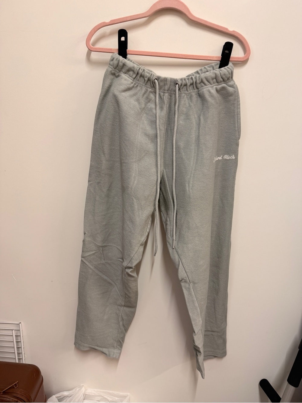 Men's Light Gray Fleece Joggers with Drawstring Waist
